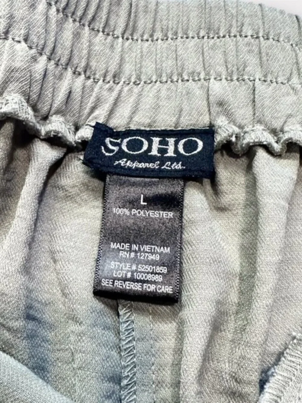SOHO Womens High Waisted Shorts with Tie Belt Elastic Waist Light Green Size L
